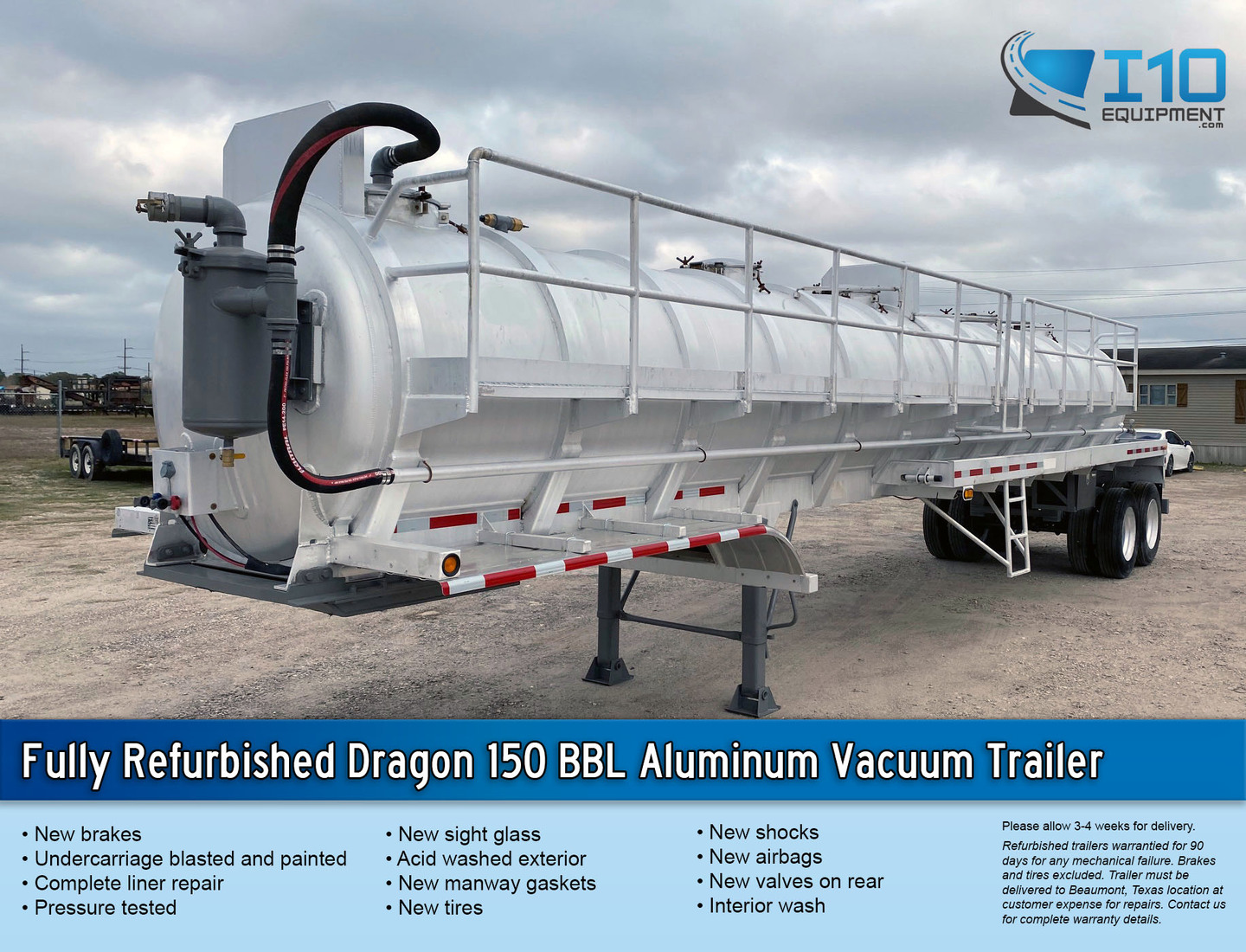 2012 Dragon 150 BBL T/A Aluminum Vacuum Trailer